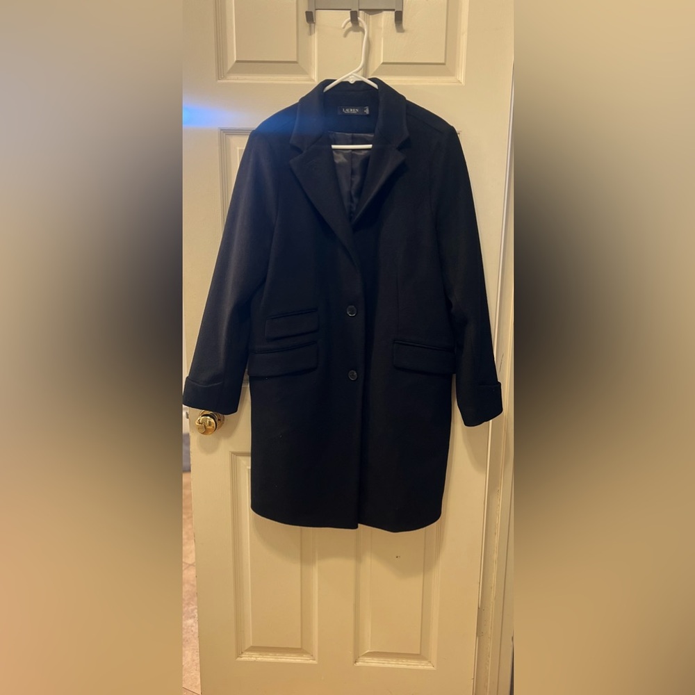 Ralph Lauren Black Single-Breasted Wool Pea Coat - Picture 3 of 6